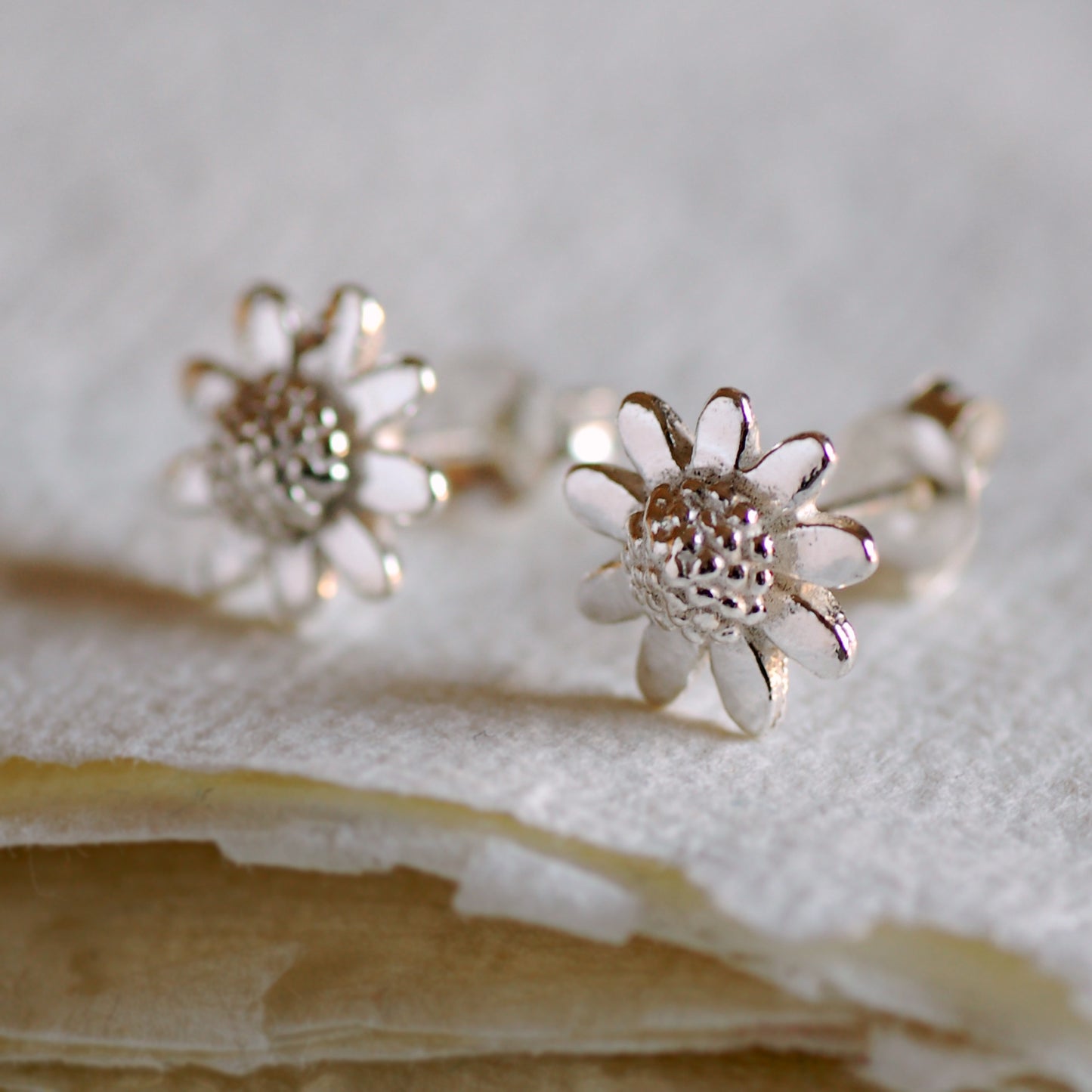 Silver Sunflower Earrings