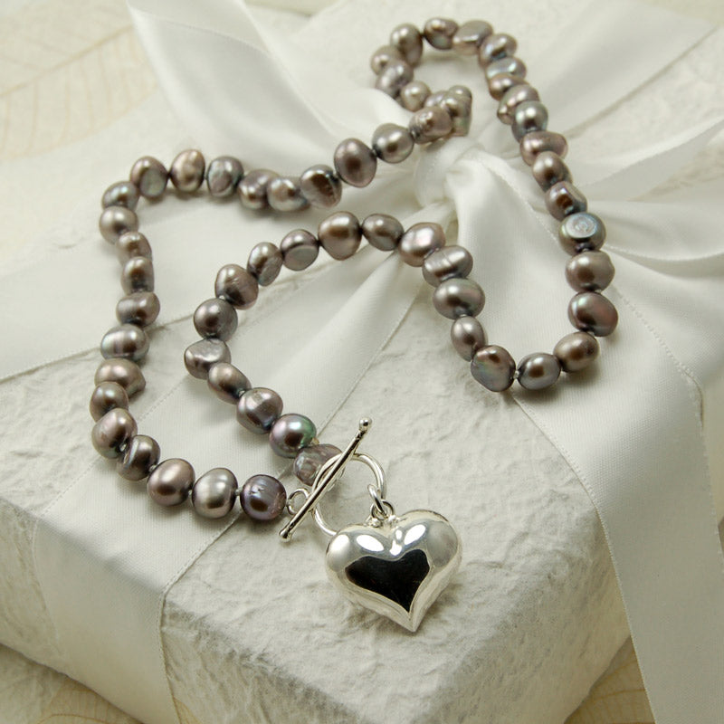 Pearl Necklace With Heart Charm