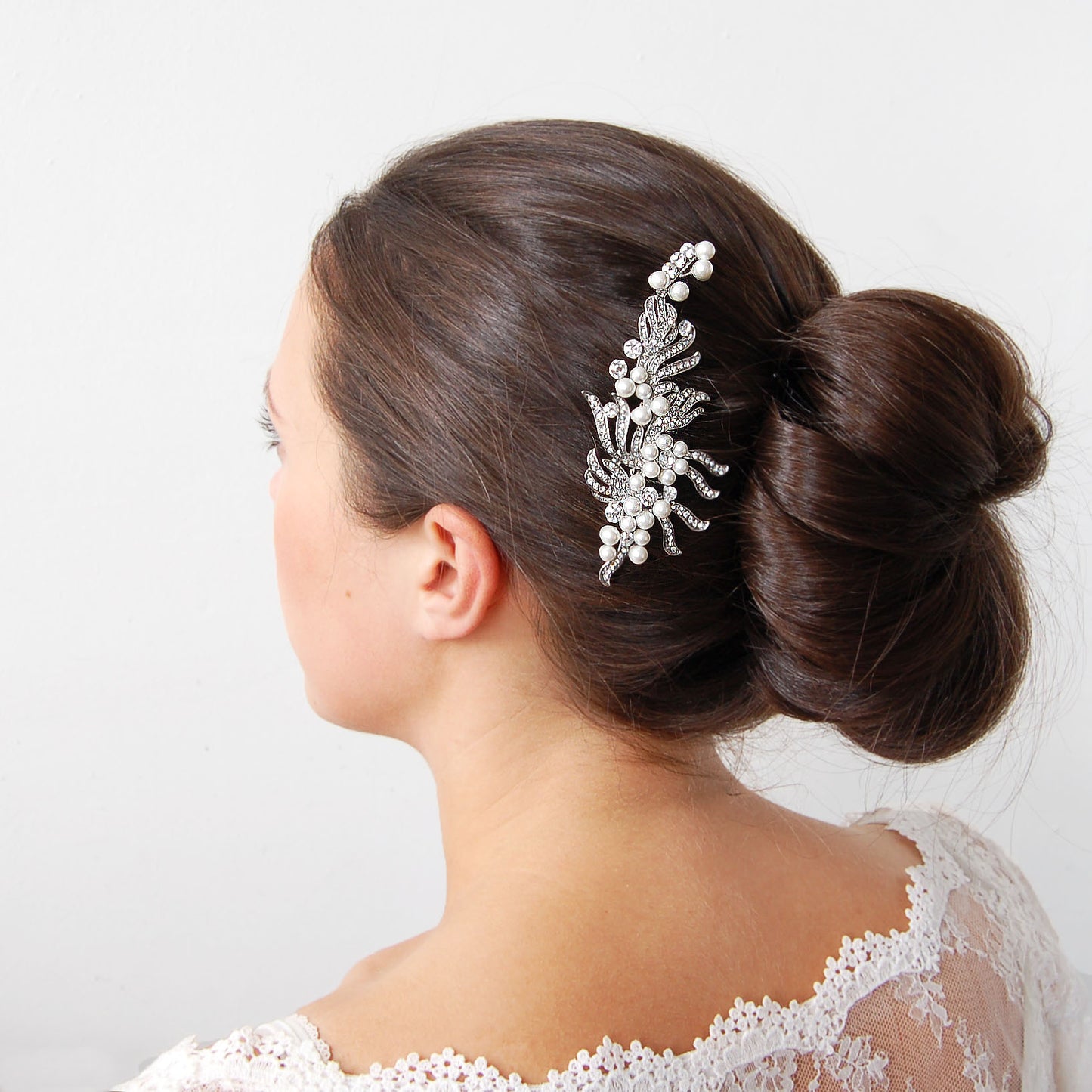 Gold Ribbon Pearl Wedding Hair Comb