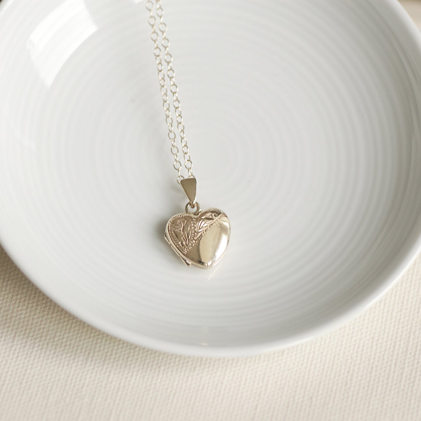 Sterling Silver Hand Engraved Heart Locket Necklace