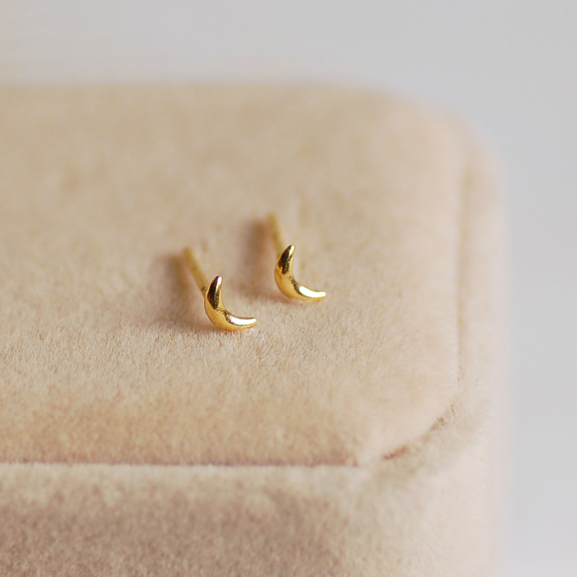 Tiny Gold Crescent Moon Earrings