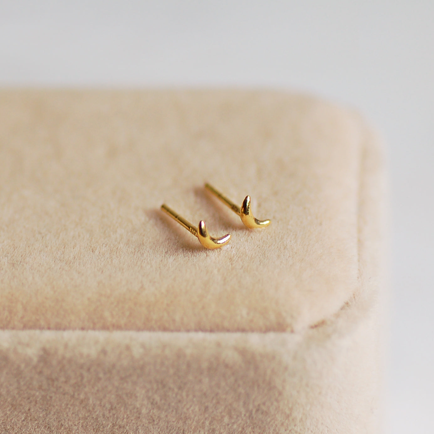 Tiny Gold Crescent Moon Earrings