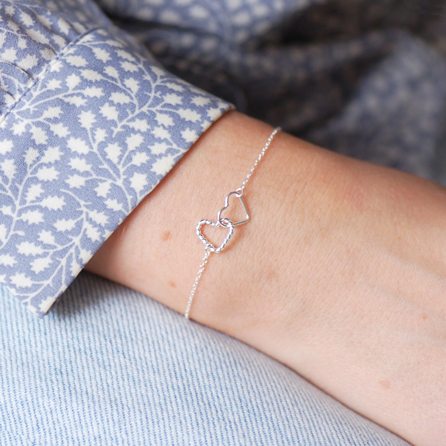 Silver Interlocking Hearts Bracelet