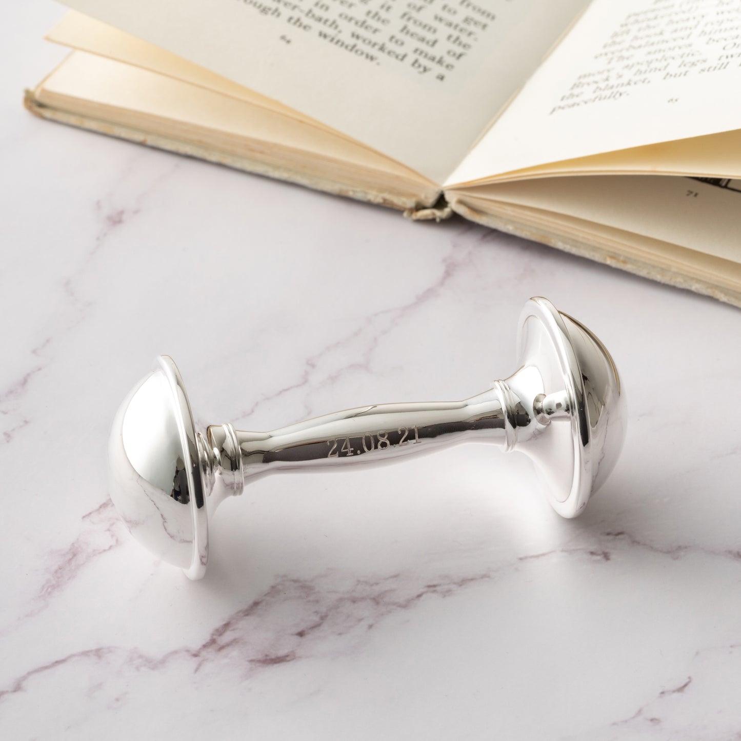 Personalised Silver Baby Rattle