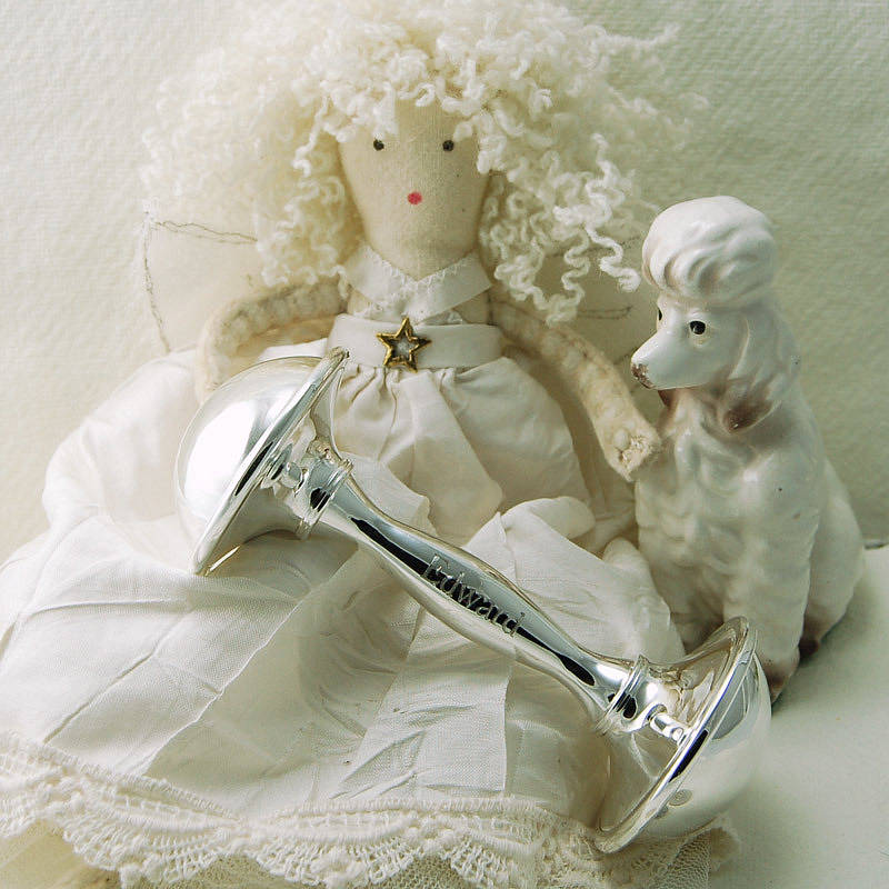 Personalised Silver Baby Rattle